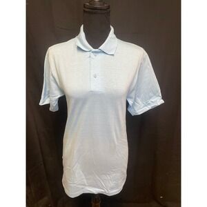 ANVIL Mens LT BLUE Polo Work Shirt Size S Short Sleeve Cotton Classic Fit